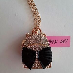 Betsey Johnson Back To Cool Backpack Locket Charm Necklace New